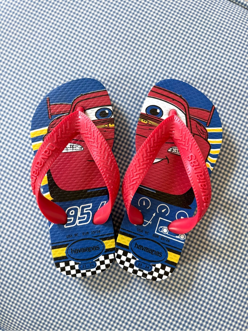 Havaianas Kids Lightning McQueen Flip Flops Blue & Red Brand NEW! Size 9 Toddler